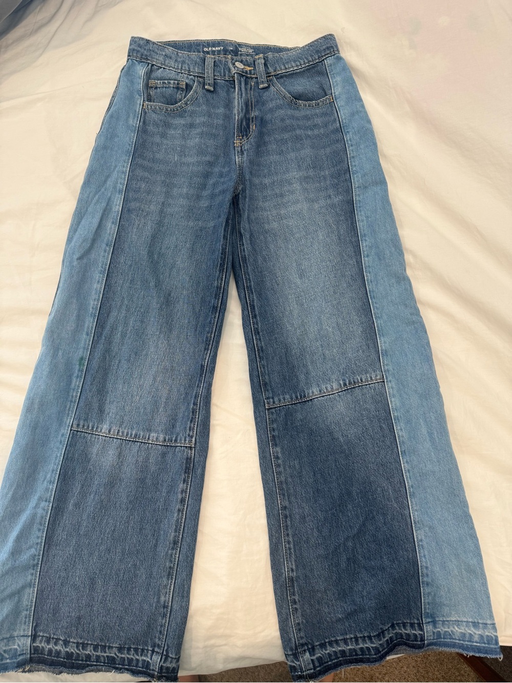 Girls- Old Navy Two-Tone Wide Leg Jeans - Blue